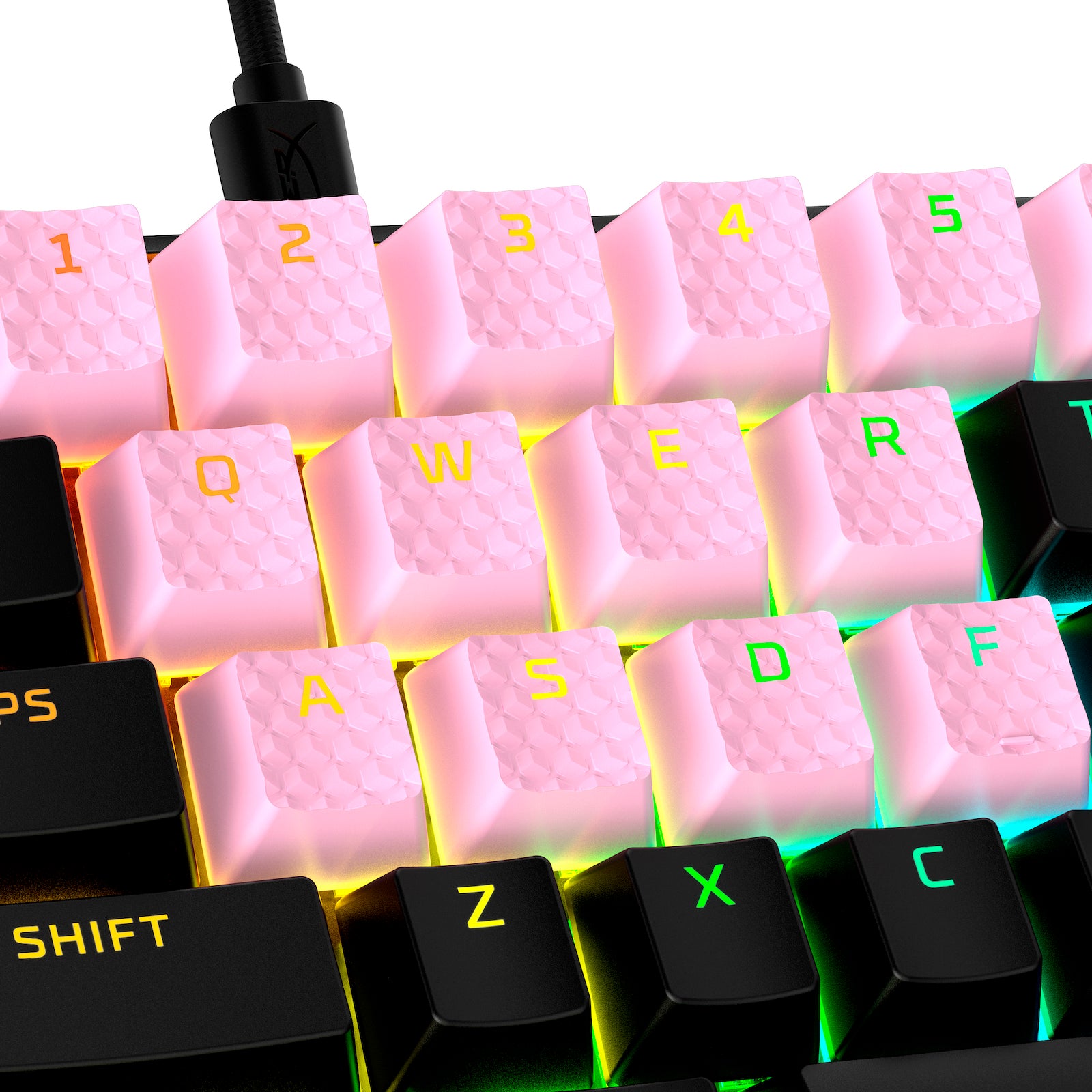 Touches en caoutchouc HyperX - Kit d’accessoires de jeu - Rose (disposition États-Unis) - 05