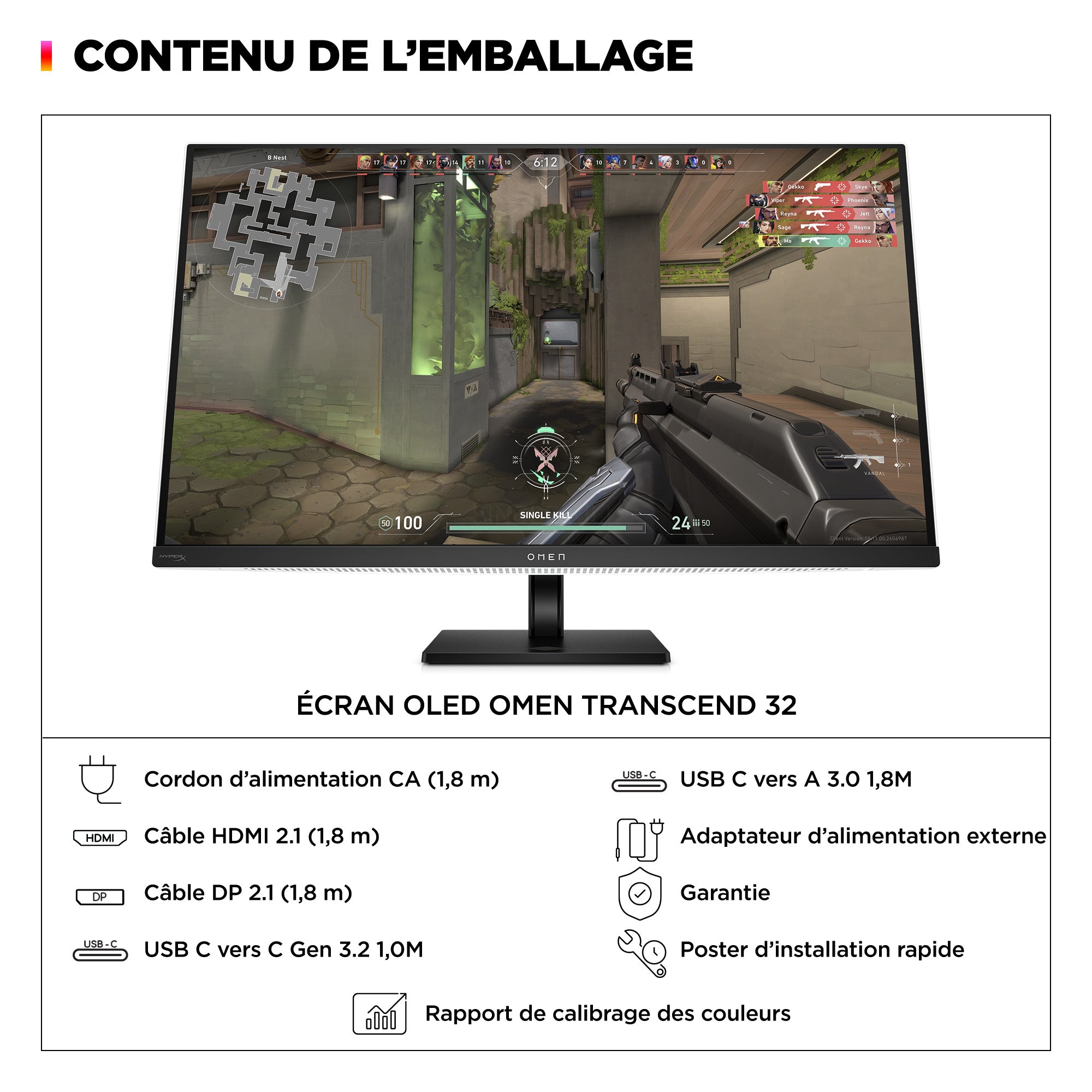 Écran gamer OLED UHD 240 Hz 31,5 pouces OMEN Transcend - OMEN Transcend 32