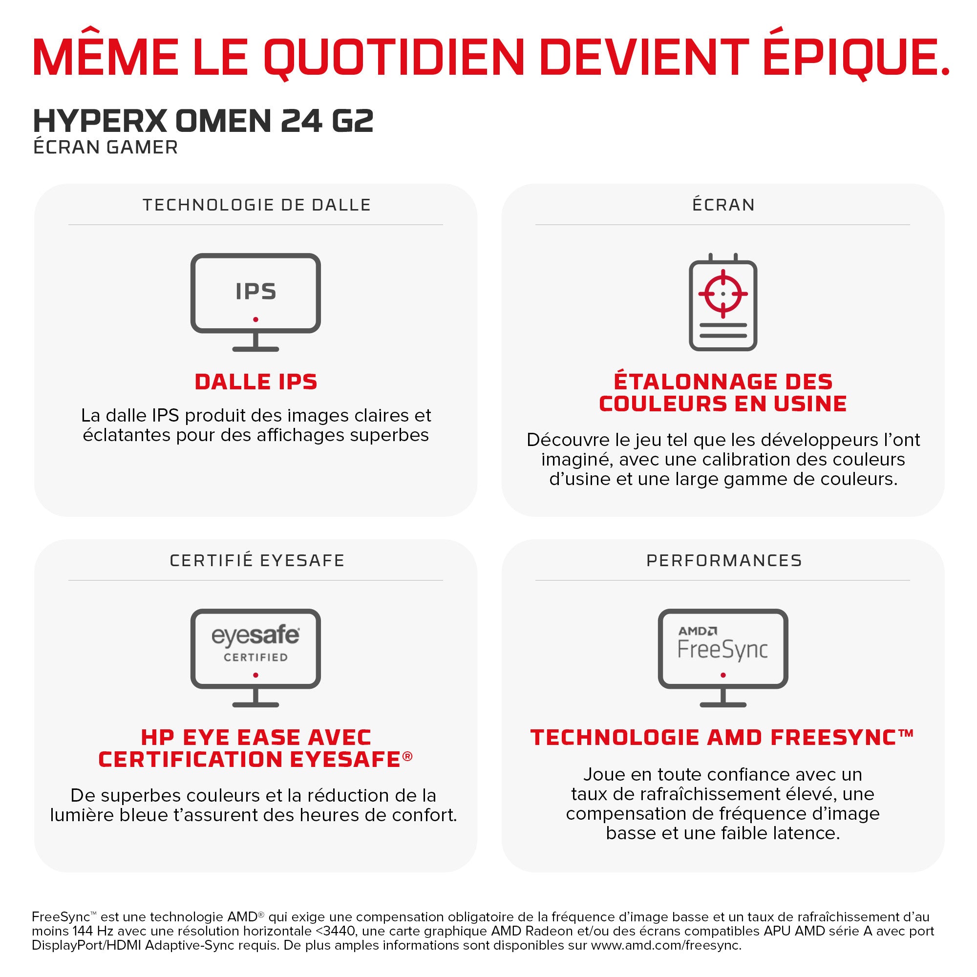 Écran gamer HyperX OMEN 23,8 pouces FHD 180 Hz – OMEN 24 G2 - 07