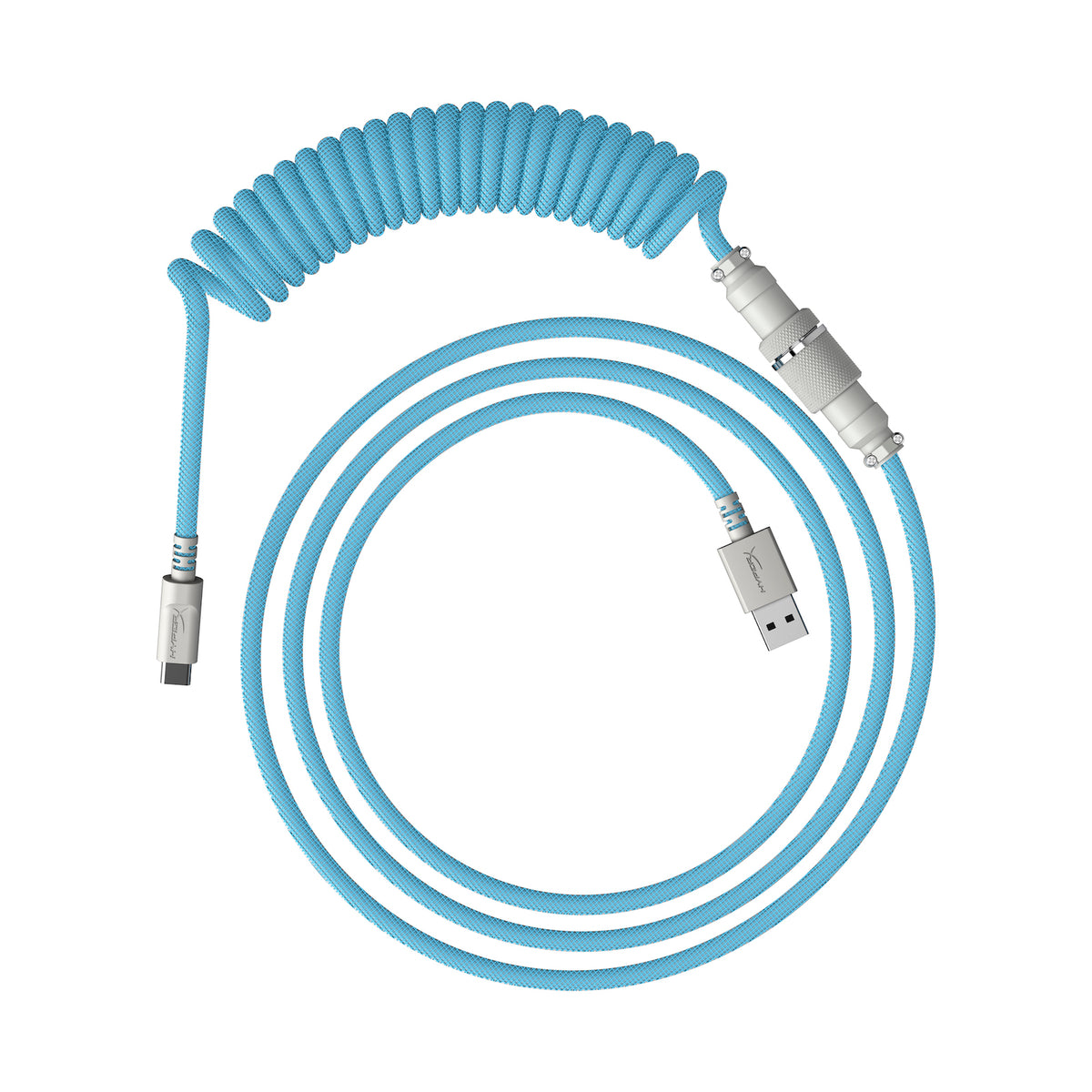 Câble torsadé USB-C HyperX bleu clair-blanc - 01