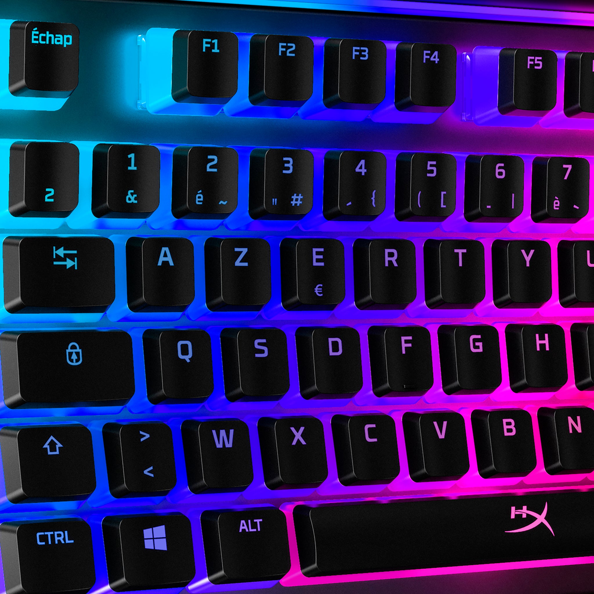 Les touches Hyperx Pudding se rapprochent sur le côté gauche du clavier avec visuel de RGB