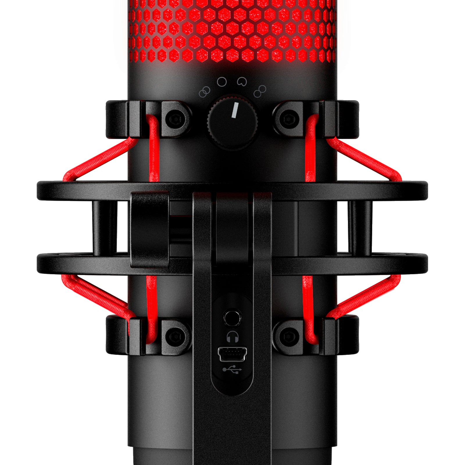 HyperX QuadCast - microphone USB (rouge noir) - Éclairage rouge - 06