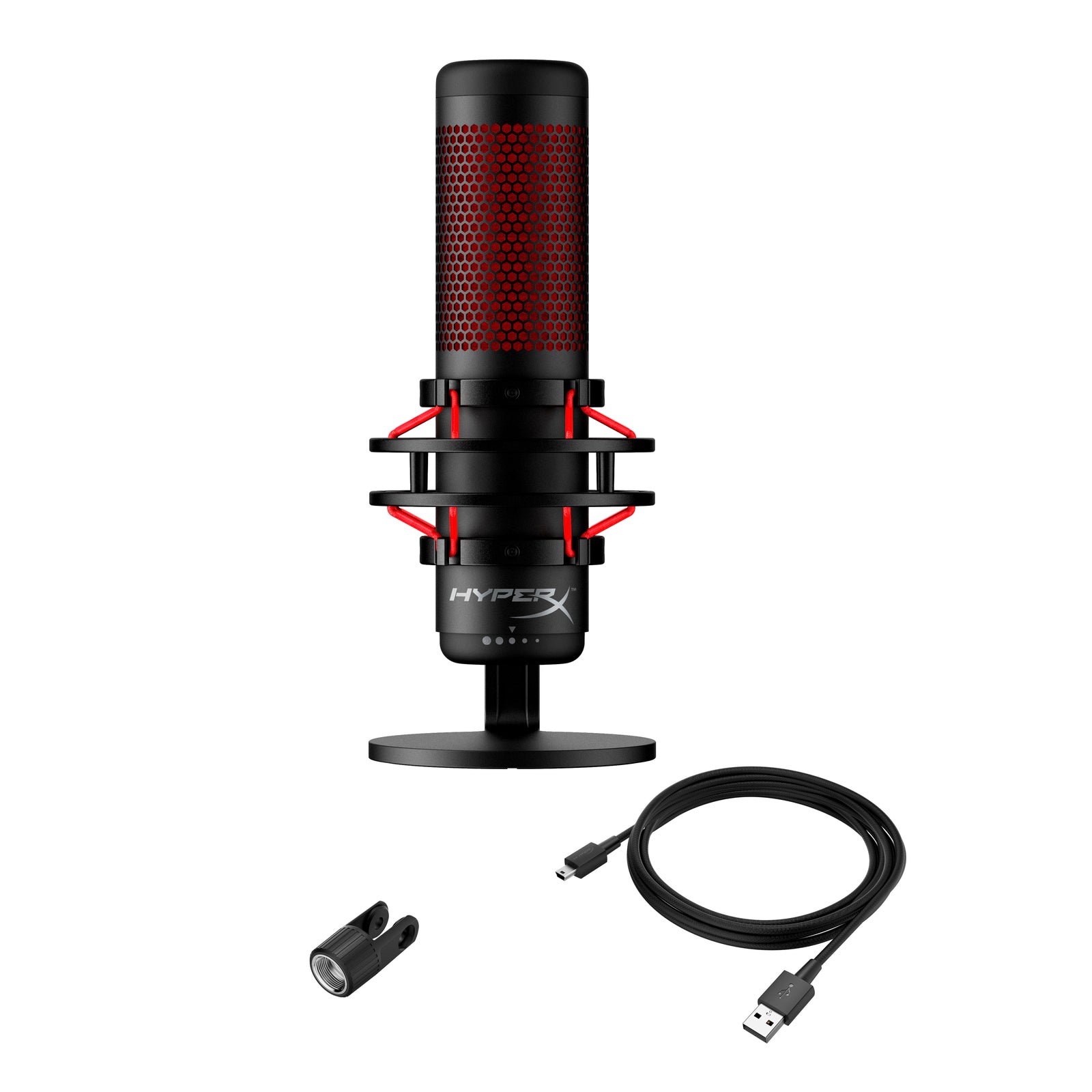 HyperX QuadCast - microphone USB (rouge noir) - Éclairage rouge - 07