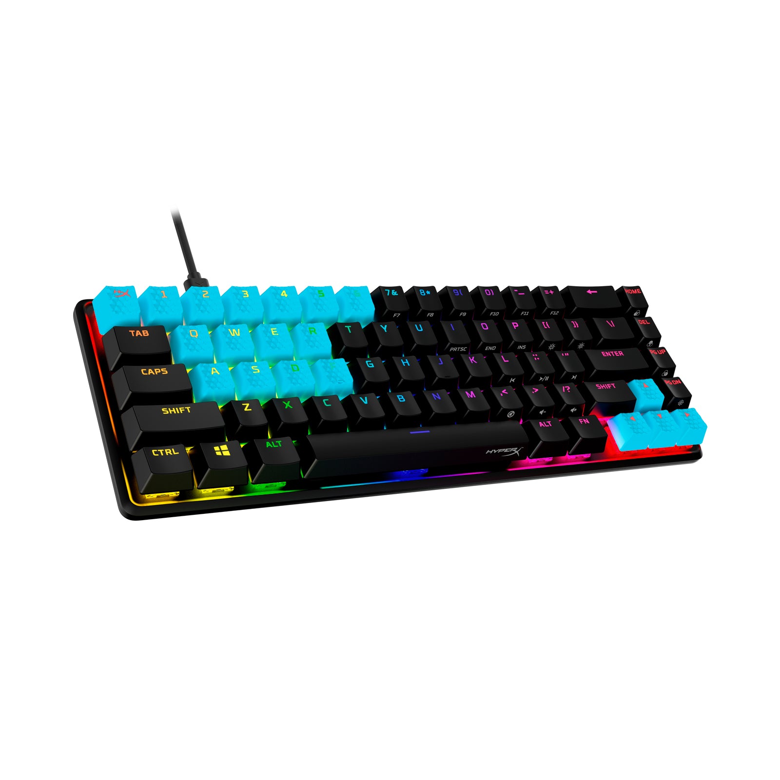 Touches HyperX en caoutchouc - Kit d’accessoires de jeu - Bleu (disposition États-Unis) - 01