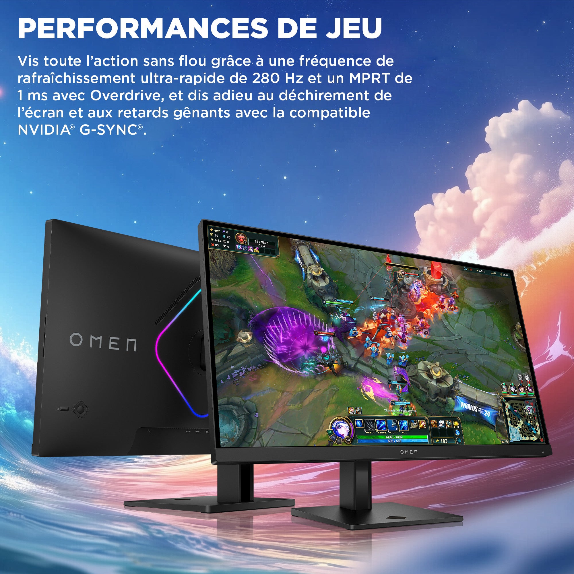 Écran gamer QHD 280 Hz OMEN 27 pouces – OMEN 27qs G2