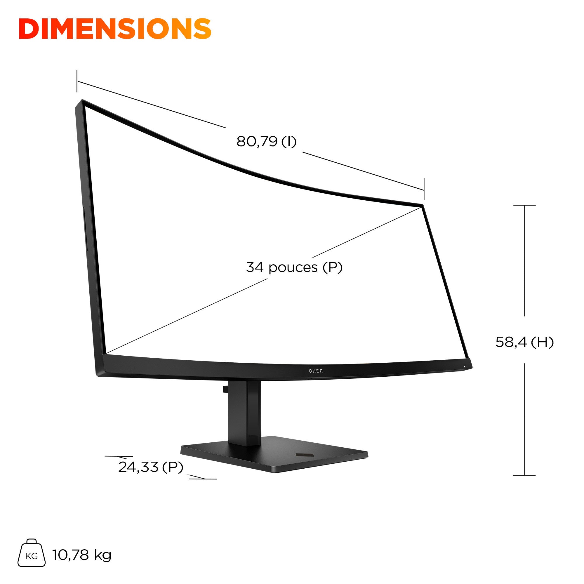 Écran gamer incurvé WQHD 180 Hz OMEN 34 pouces – OMEN 34c G2
