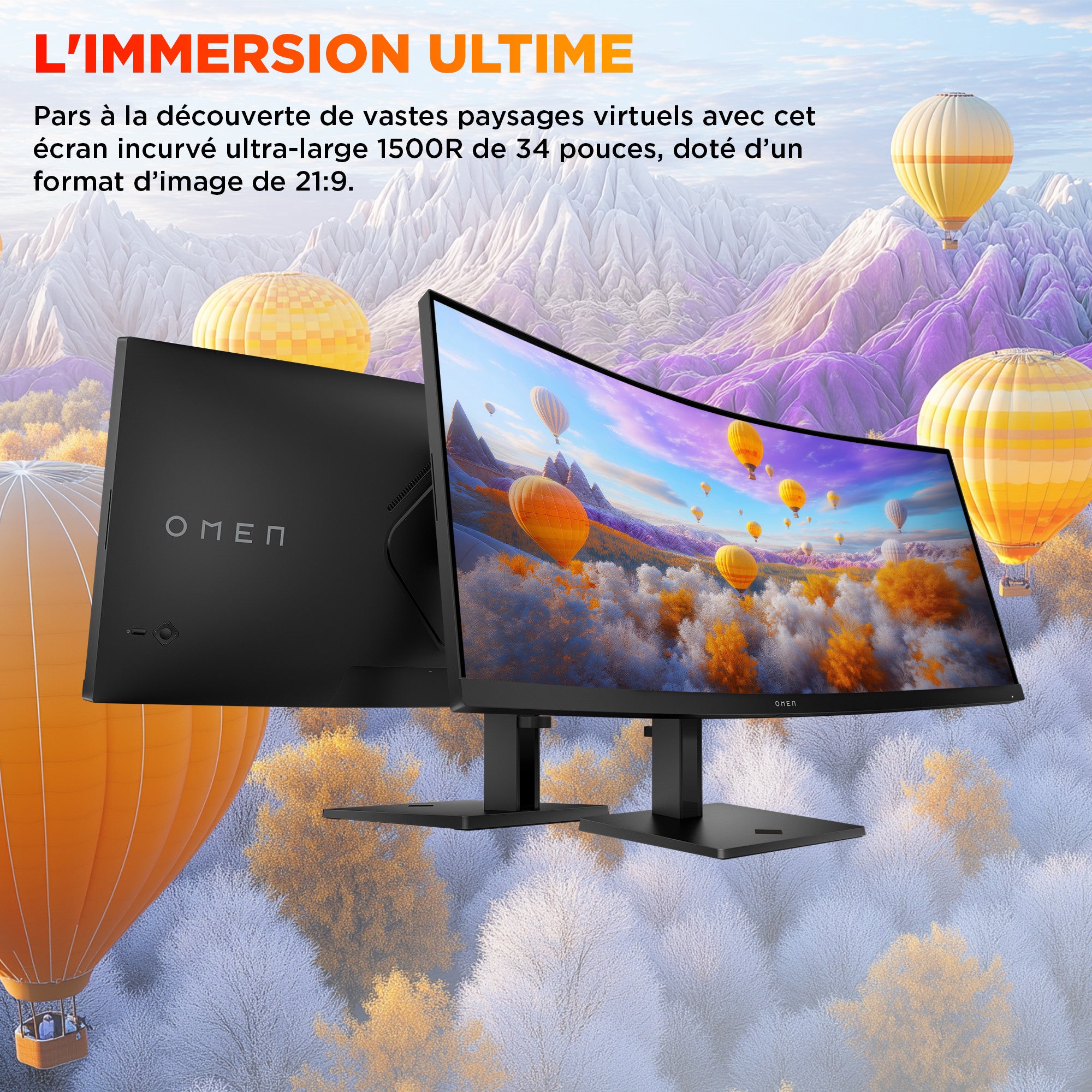 Écran gamer incurvé WQHD 180 Hz OMEN 34 pouces – OMEN 34c G2