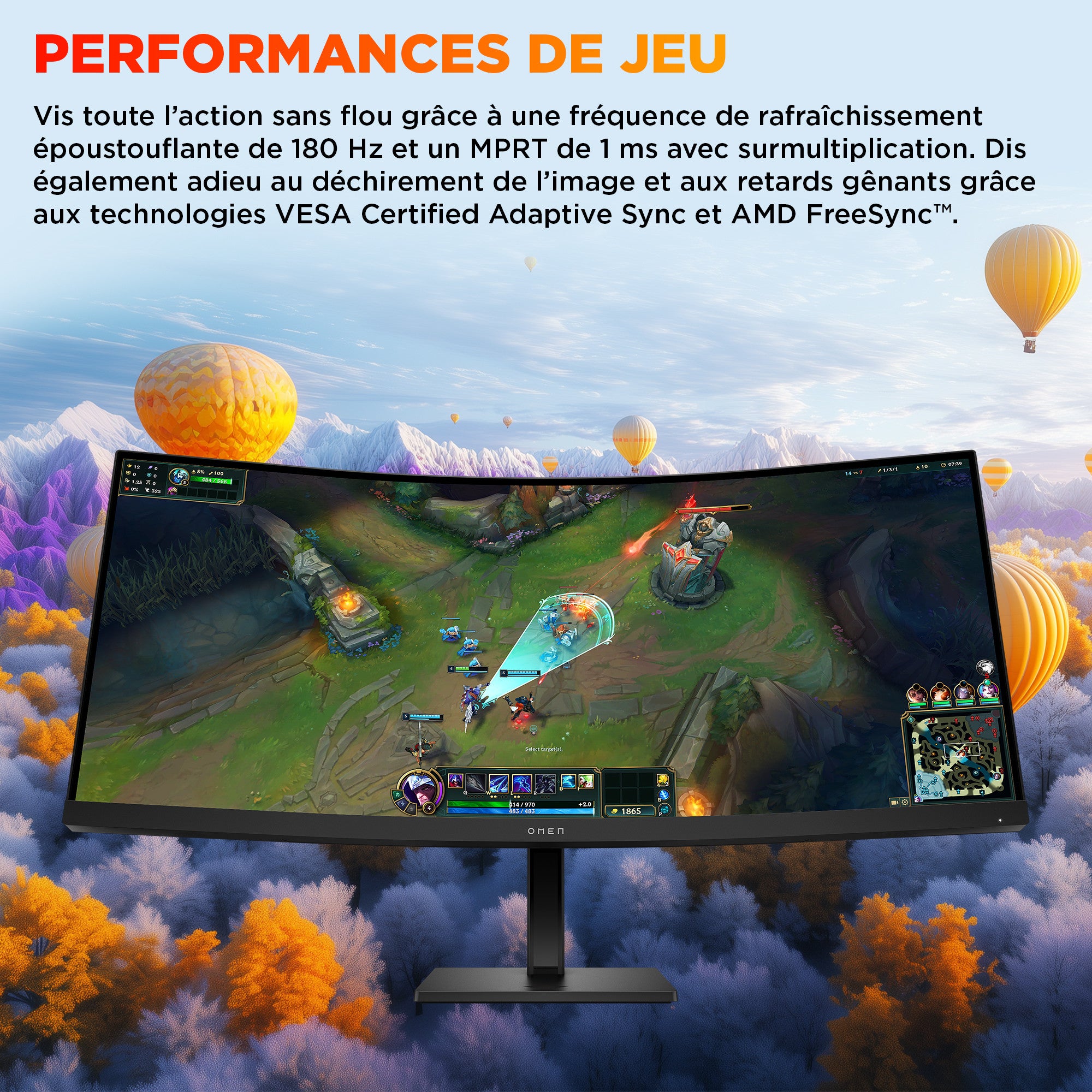 Écran gamer incurvé WQHD 180 Hz OMEN 34 pouces – OMEN 34c G2