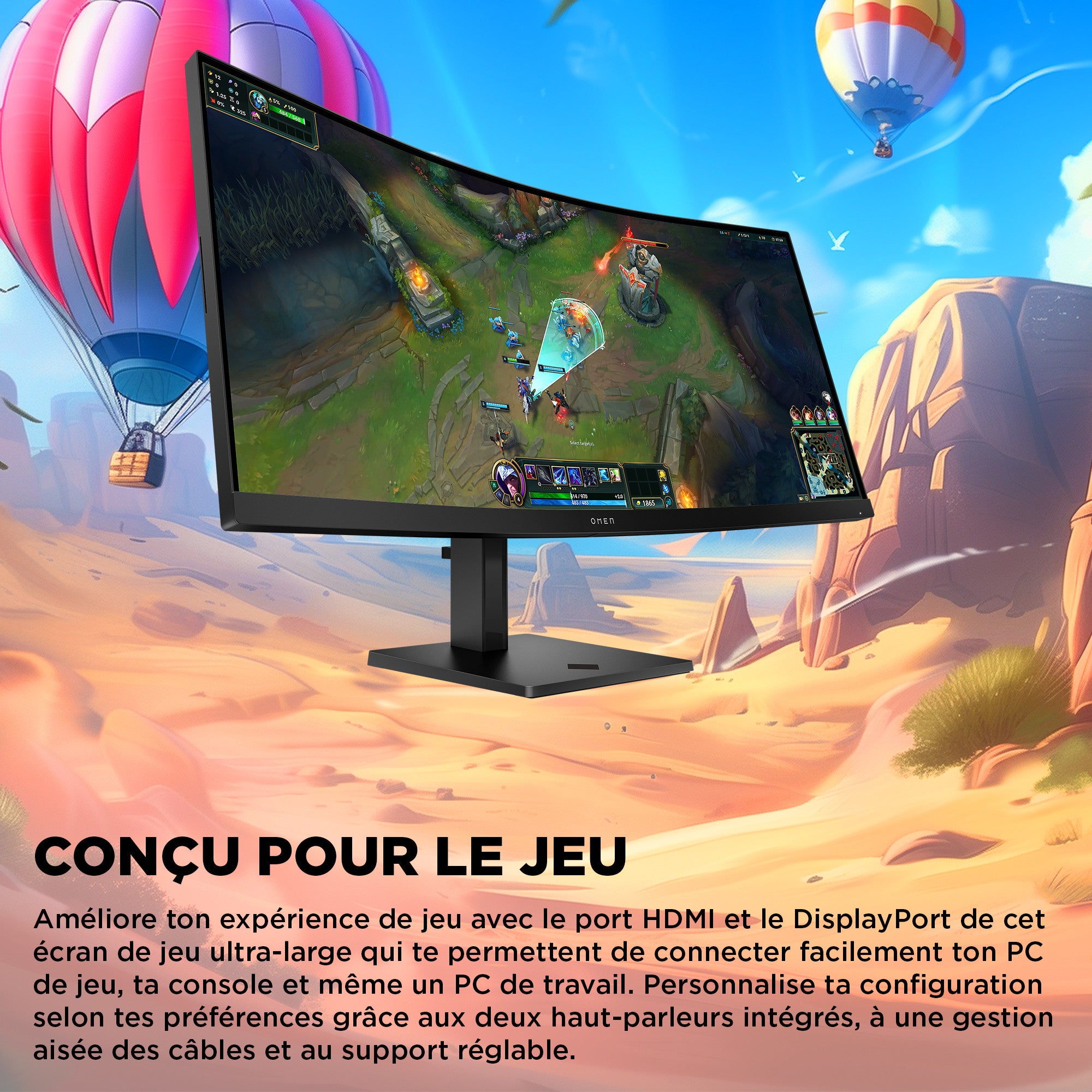Écran gamer incurvé WQHD 180 Hz OMEN 34 pouces – OMEN 34c G2