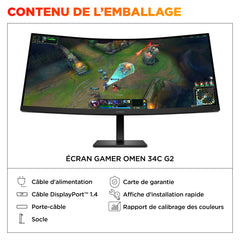 Écran gamer incurvé WQHD 180 Hz OMEN 34 pouces – OMEN 34c G2