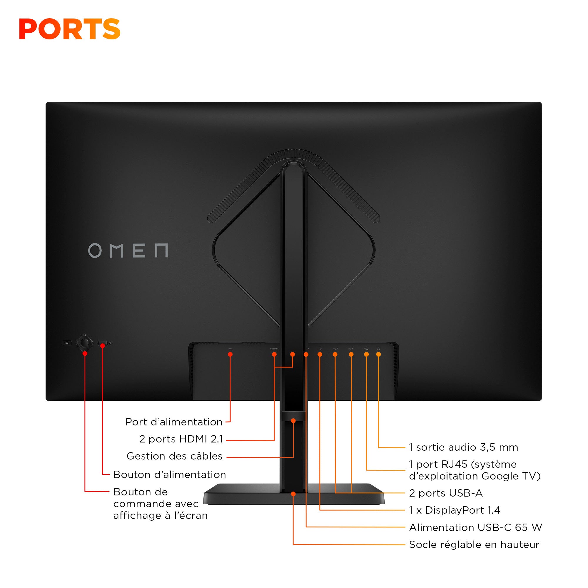 Écran gamer intelligent UHD 144 Hz OMEN 31,5 pouces – OMEN 32x - 12